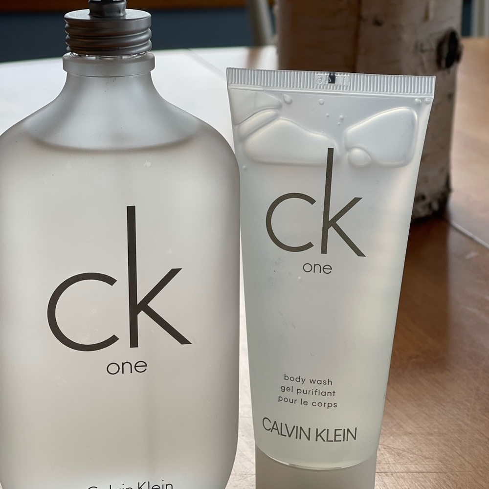 Brand new without box. CK One cologne 200ml full with CK body wash (100ml)